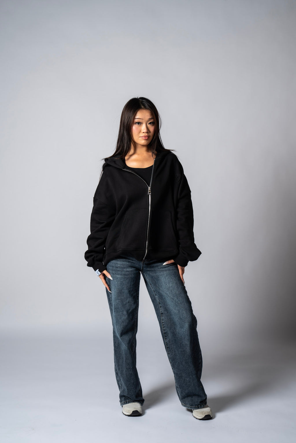 Shadow Black Cropped Zip