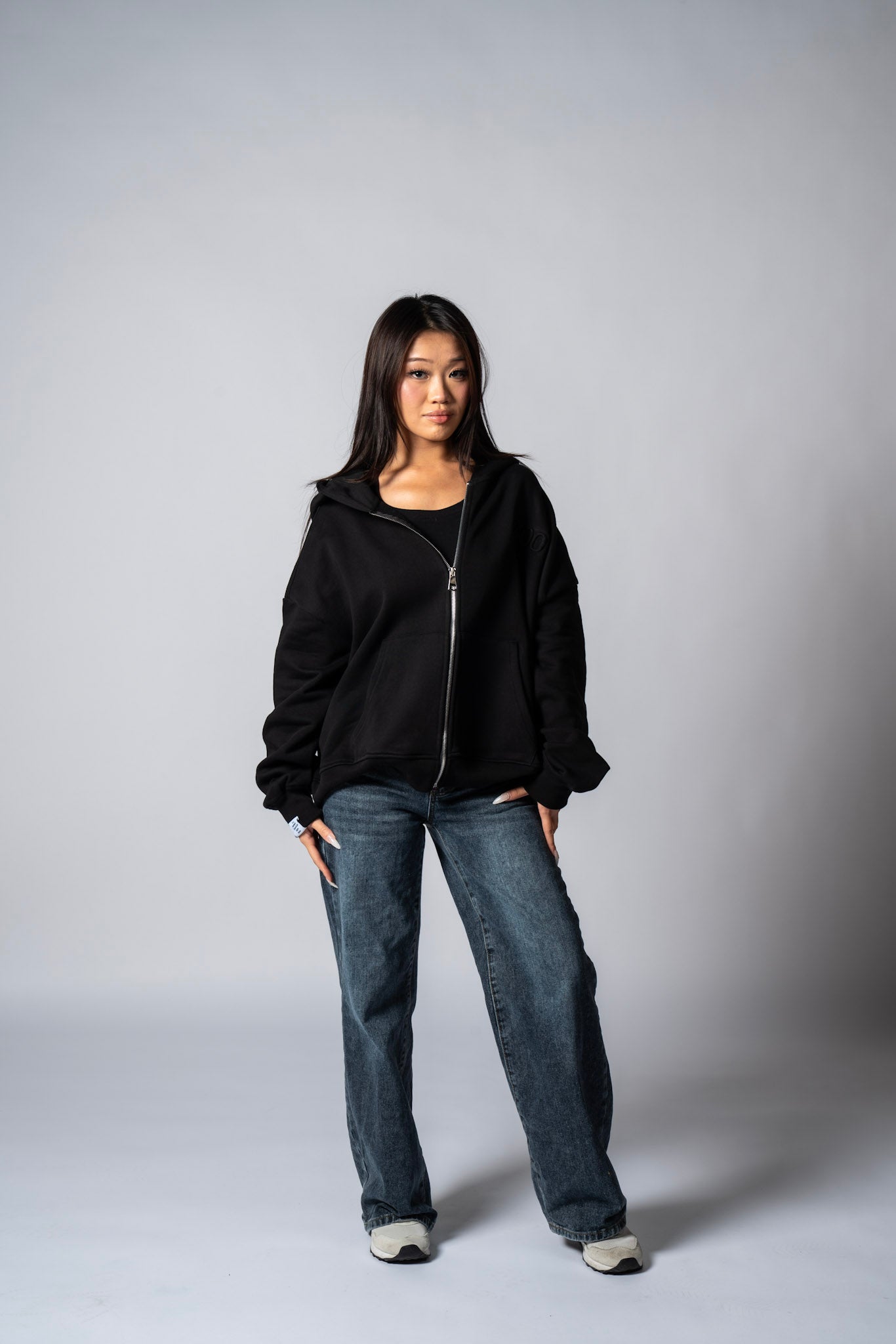 Shadow Black Cropped Zip