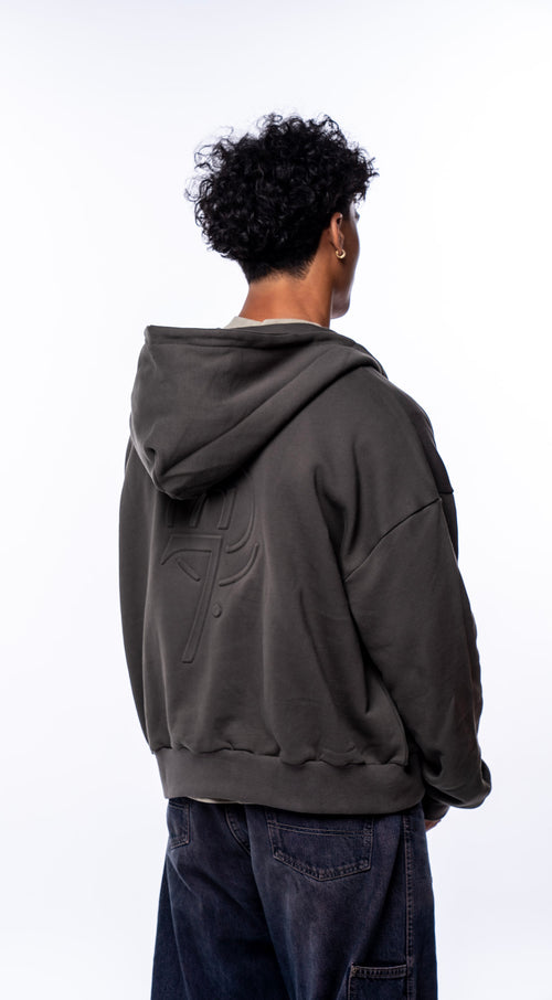 Cropped Box Zip Hoodie
