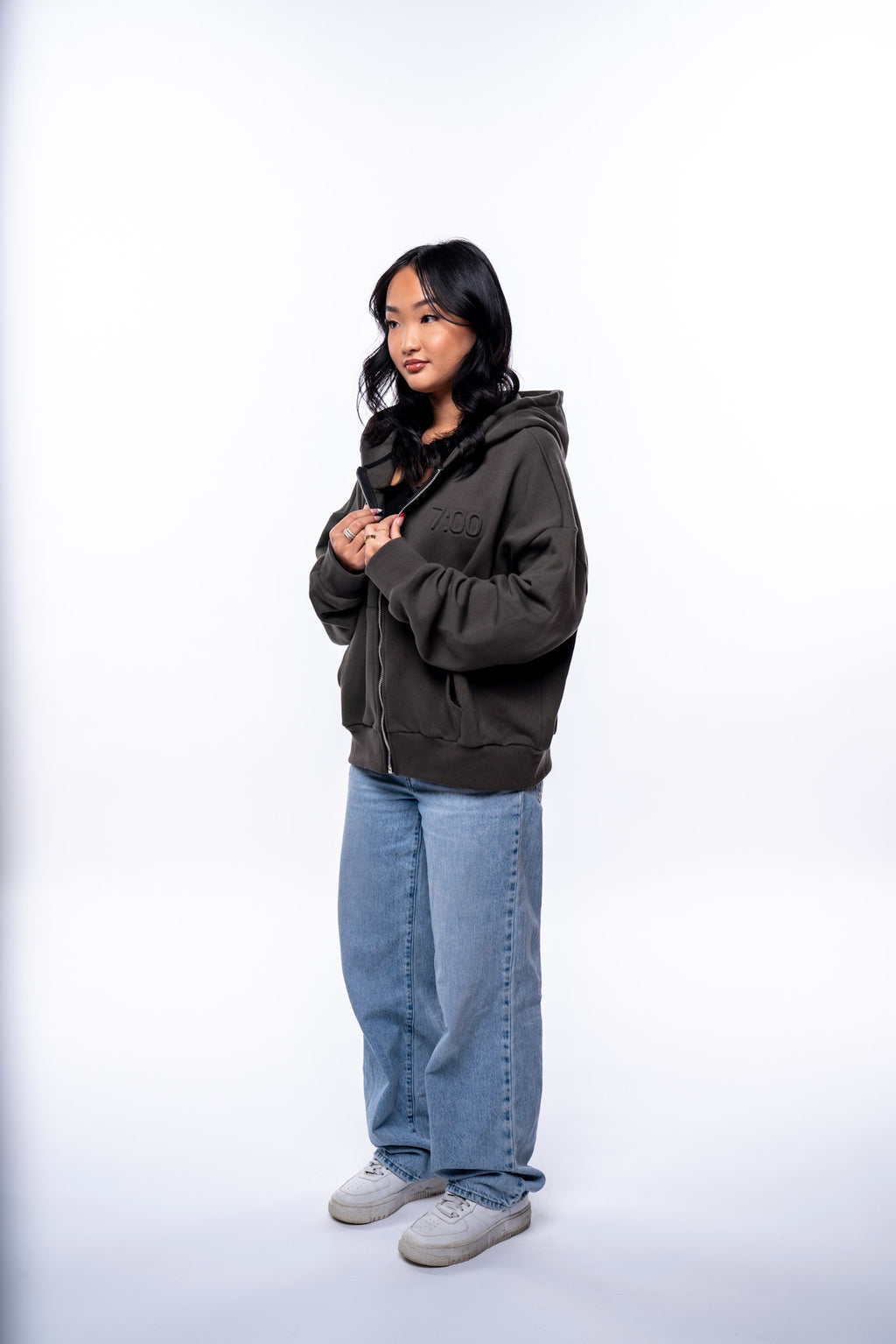 Cropped Box Zip Hoodie