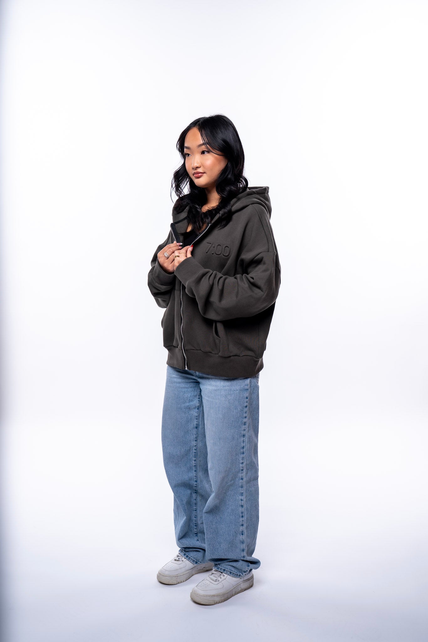 Cropped Box Zip Hoodie
