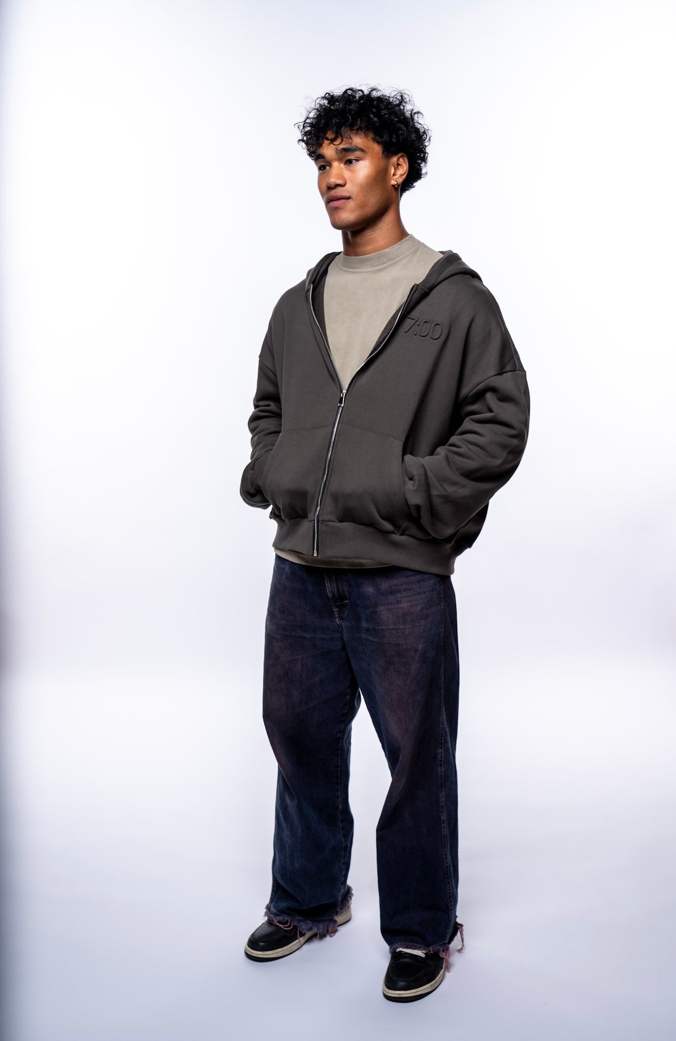 Cropped Box Zip Hoodie